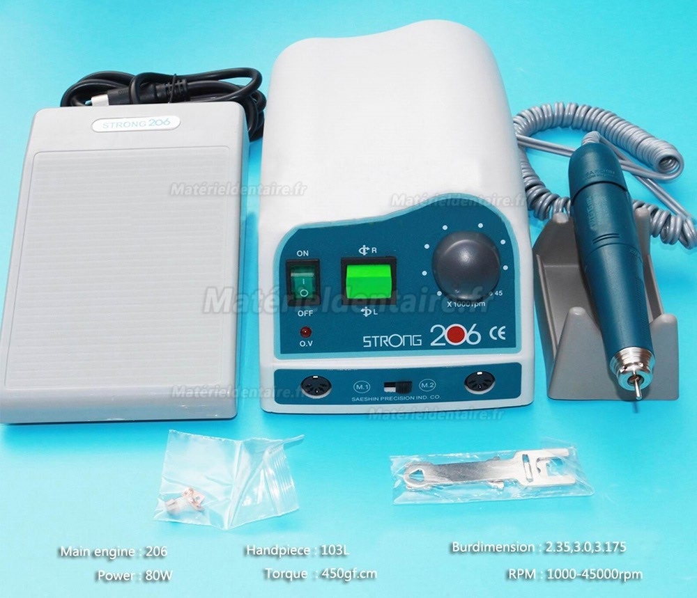 Lab Dental SAESHIN 206 + 103L Brosse Micromotor 45000 RPM avec pièce à main
