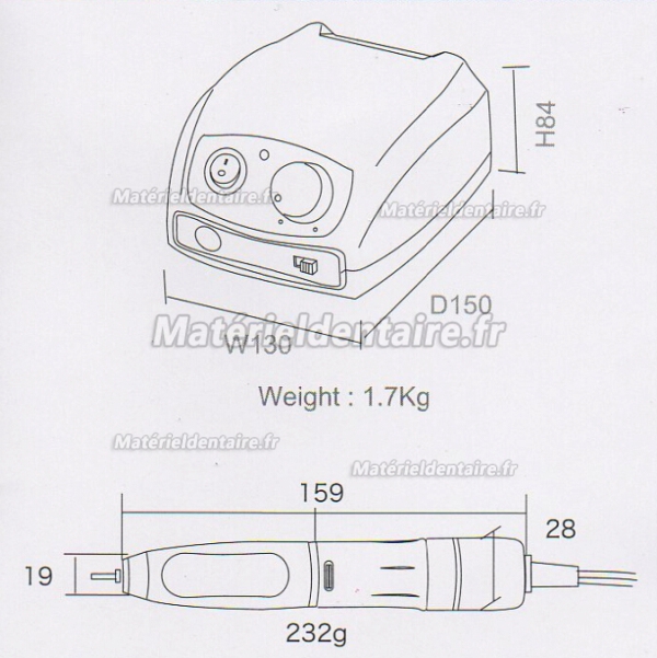 SAESHIN STRONG 207B + 107 Micro Motor de haute puissance avec pièce à main