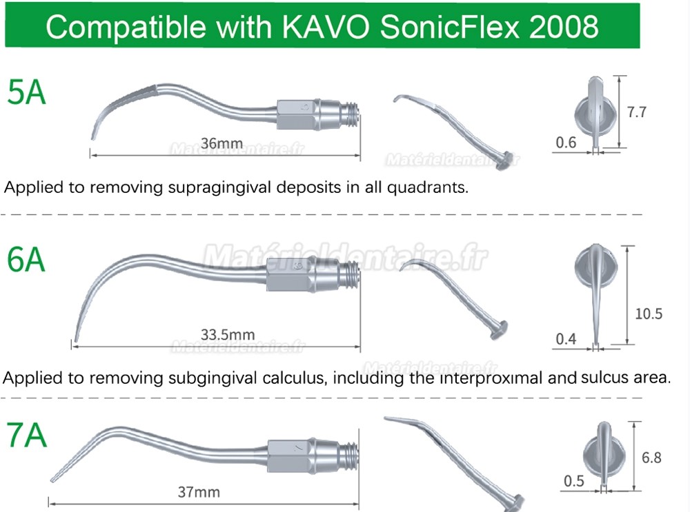 5 Pièces Refine® Inserts détartreurs pneumatique 5A 6A 7A pour Kavo SONICflex détartreurs pneumatique