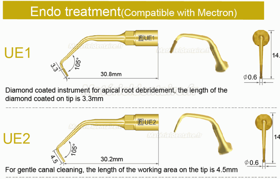 1 Pièces inserts piezosurgery pour endodontie UE1 UE2 UE3 UE4 compatible avec Mectron Woodpecker