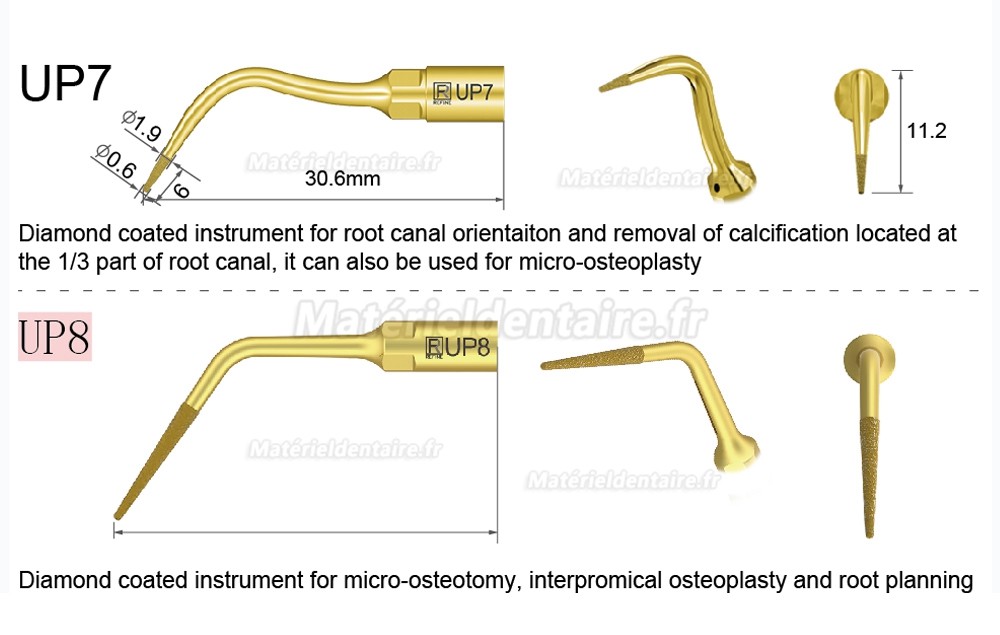 1 Pièces inserts piezosurgery pour la parodontie et endodontie UP1 UP2 UP3 UP4 UP5 UP6 UP7/8 compatible avec Mectron Woodpecker