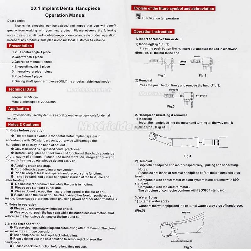 Tealth 3203CH Détachable 20:1 Réducteur Contre angle Pièce à main Implant Tealth 3203CH Détachable 20:1 Réducteur Contre angle Pièce à main Implant