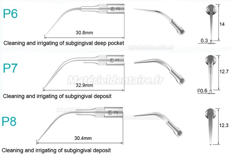 5 Pièces Refine® Inserts piézo pour la parodontologie P2L P2R P2LD P2RD P5 P6 P7 P8 P10 P11 P12 P14L compatible avec EMS Woodpecker