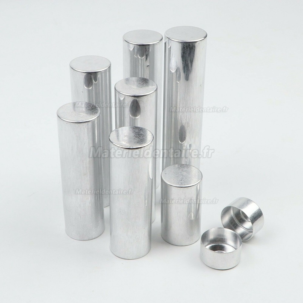 100 pièces 25*45mm cartouche en aluminium de dentaire avec lèvre, pour dentier acrylique flexible
